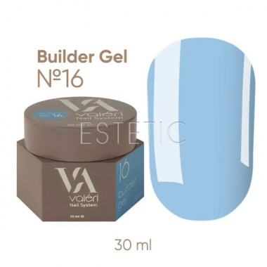 Гель для нігтів Valeri Builder Gel №16 блакитний, 30 мл