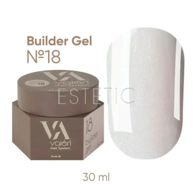 Гель для ногтей Valeri Builder Gel №18 молочно-розовый с сияющим микроблеском, 30 мл