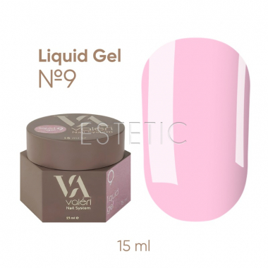 Жидкий гель для ногтей Valeri Liquid Gel №09 пастельный светло-розовый, 15 мл