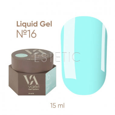 Жидкий гель для ногтей Valeri Liquid Gel №16 нежно-бирюзовый, 15 мл