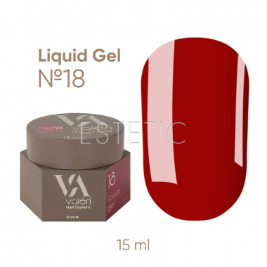 Жидкий гел для ногтей Valeri Liquid Gel №18 темно-красный, 15 мл