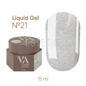 Рідкий гель для нігтів Valeri Liquid Gel №21 молочний з блискітками хамелеон, 15 мл