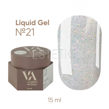 Жидкий гель для ногтей Valeri Liquid Gel №21 молочный с блесточками хамелеон, 15 мл