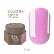 Жидкий гель для ногтей Valeri Liquid Gel №28 яркий розово-лиловый с розовыми блестками, 15 мл