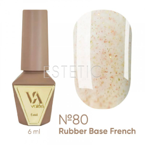 База Valeri French Base № 80 Shine кремовая с бежевой крошкой и золотой поталью, 6 мл