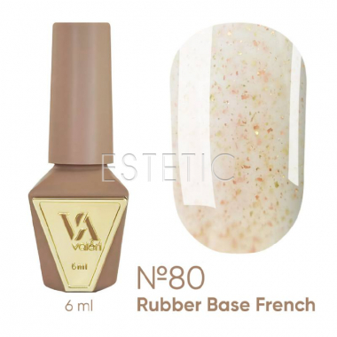 База Valeri French Base №80 Shine кремовая с бежевой крошкой и золотой поталью, 6 мл