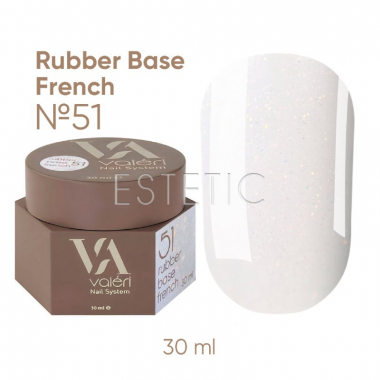 База Valeri French Base №51 Opal молочная с опаловыми блестками, 30 мл