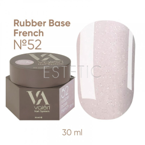 База Valeri French Base № 52 Opal молочно-розовая с опаловыми блестками, 30 мл