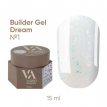 Гель для нігтів Valeri Builder Gel Dream №01 молочний з рожевими блискітками, 15 мл