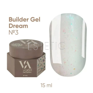 Гель для ногтей Valeri Builder Gel Dream №03 молочный крем с фиолетово-бирюзовыми блесточками,15 мл