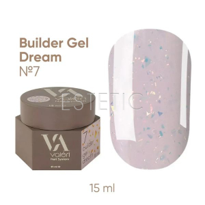 Гель для ногтей Valeri Builder Gel Dream №07 полупрозрачный розовый с сзолотыми блесточками,15 мл
