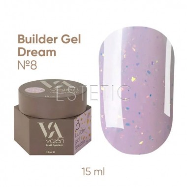 Гель для ногтей Valeri Builder Gel Dream №08 пастельный нежно-лиловый опал,15 мл