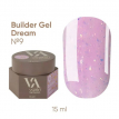 Гель для нігтів Valeri Builder Gel Dream №09 рожево-ліловий з золотими блискітками,15 мл
