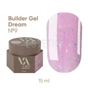 Гель для ногтей Valeri Builder Gel Dream №09 розово-лиловый с золотыми блесточками,15 мл