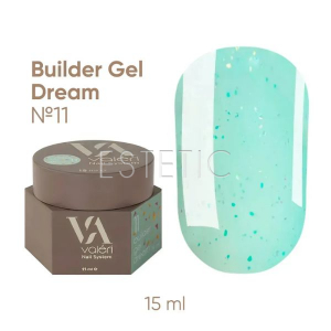 Гель для ногтей Valeri Builder Gel Dream №11 пастельная нежная мята с золотыми блесточками,15 мл
