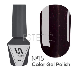 Гель-лак Valeri Color № 15 винно-бордовый спелая вишня з красным шиммером, 6 мл
