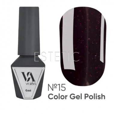 Гель-лак Valeri Color № 15 винно-бордовый спелая вишня з красным шиммером, 6 мл
