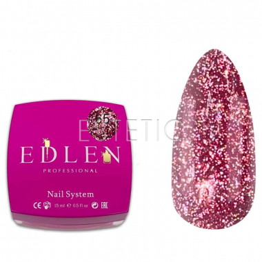 Гель Edlen Builder gel Flash №65 светоотражающий вишневый, 15 мл