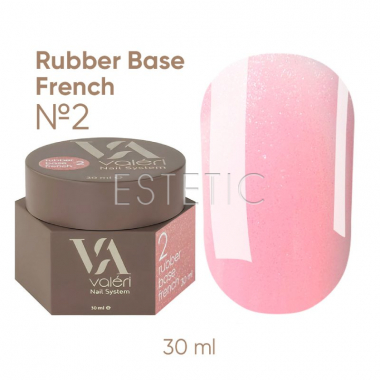 База Valeri French Base №  2 Shimmer пудровый светло-розовый теплый с серебрянным шиммером, 30 мл
