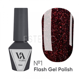 Гель лак Valeri Flash 01 светоотражающий бордо с красными блестками, 6 мл