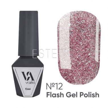 Гель лак Valeri Flash 12 светоотражающий пудровый розовый, 6 мл