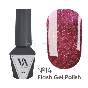 Гель лак Valeri Flash 14 светоотражающий темно-розовый, 6 мл