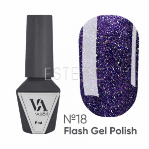 Гель лак Valeri Flash 18 светоотражающая сине-фиолетовая черника, 6 мл