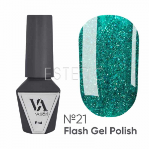 Гель лак Valeri Flash 21 светоотражающий бирюзовый, 6 мл