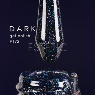 Гель-лак Dark gel polish 172 глубокий синий морской с голографичными блесточками, 6 мл