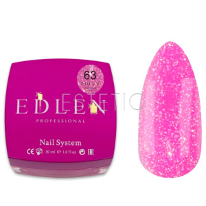 Гель Edlen Builder gel Flash №63 світловідбиваючий яскравий рожевий, 30 мл