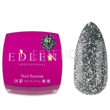 Гель Edlen Builder gel Flash №67 светоотражающий черный, 30 мл
