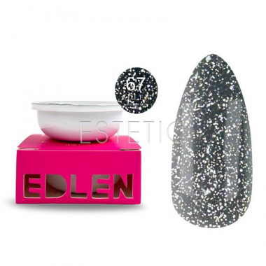 Гель Edlen Builder gel Flash №67, Сменный картридж, светоотражающий черный, 15 мл