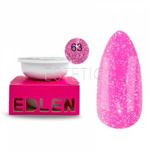 Гель Edlen Builder gel Flash №63, Змінний картридж, світловідбиваючий яскравий рожевий, 30 мл