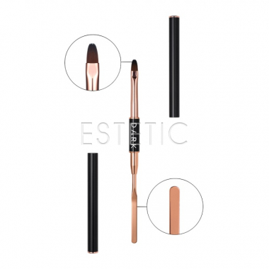 Кисточка двухсторонняя DARK черная, шпатель + закругленный гель 10 мм