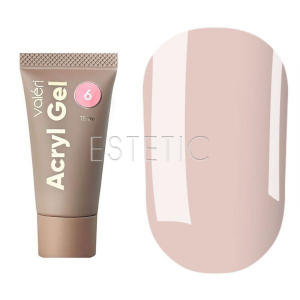 Акригель Valeri Acryl Gel №06 полупрозрачный натурально-розовый, 15 мл