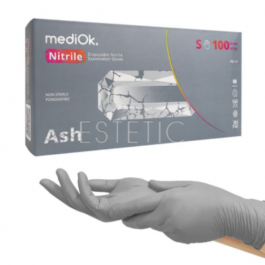 Перчатки нитриловые MediOk ASH серые 3,8 г, р.S, 50 пар, пачка