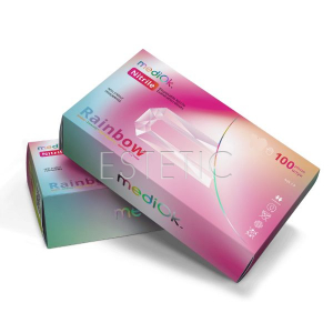 Перчатки нитриловые MediOk Rainbow 5 цветов XS, 50 пар,пачка