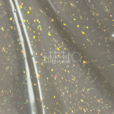 Гель для ногтей Touch Builder gel Shine Mix 6 молочно-бежевый холодный с блесточками хамелеон, 15 мл