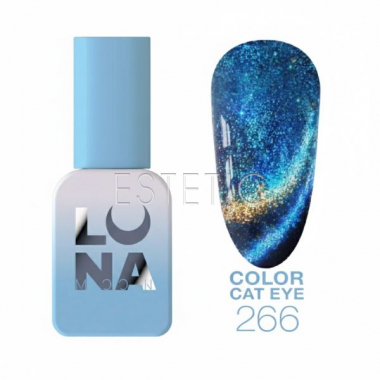 Гель-лак LUNA Color №266 Cat Eye кошачий глаз синий морской с золотым бликом, 8 мл