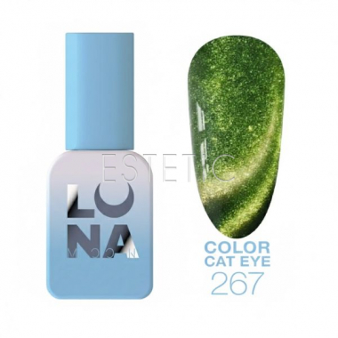Гель-лак LUNA Color №267 Cat Eye кошачий глаз зеленый с лаймовым бликом, 8 мл