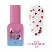 Топ для гель-лака Lunamoon Top Heartbeat №1 с красными сердечками, 13 мл