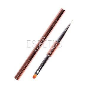 Пензлик для нігтів Komilfo Rose gold Double Gel oval 6 (Nylon)/Liner 9 (Nylon)