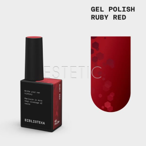 Гель-лак Biblioteka Ruby Red, красный с глитером, 10 мл