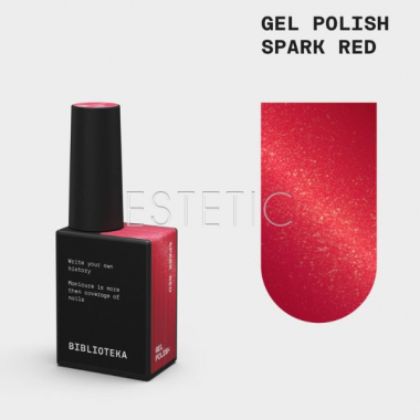 Гель-лак Biblioteka Spark Red, червоний з дрібним шиммером, 10 мл