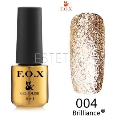Гель-лак F.O.X Brilliance №004 (шампань, блискітки), 6 мл