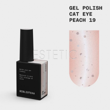 Гель-лак кошачий глаз Biblioteka Cat Eye № 19 Peach нежный персиковый нюд, 10 мл