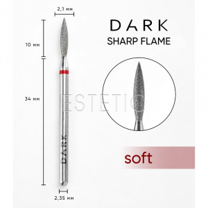 Фреза алмазная Dark Пламя Острое длинное 2,1х10 ​​мм, красная, 2616