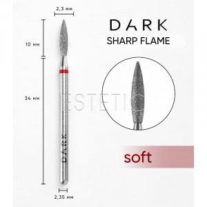 Фреза алмазная Dark Пламя Острое длинное 2,3х10 мм, красная, 2630