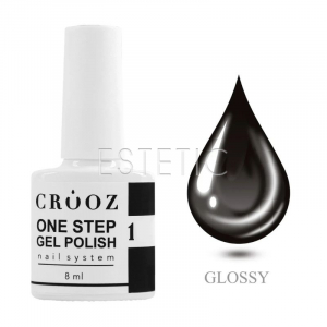 Однофазний гель-лак Crooz One Step Gel Polish 01 чорний, 8мл, 3в1 для педикюру