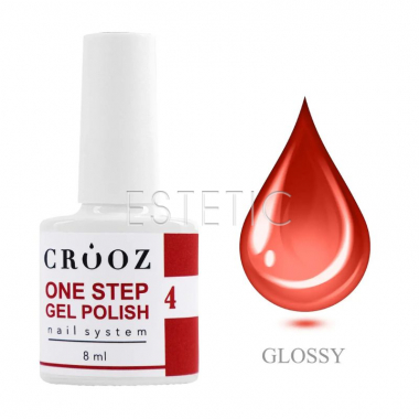 Однофазный гель-лак Crooz One Step Gel Polish 004 красный, 8мл, 3в1 для педикюра